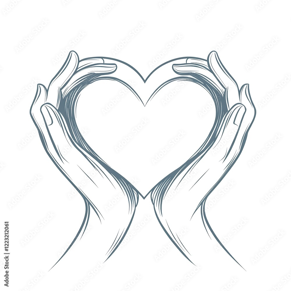 Hands forming a heart shape, symbol of love and care. Hands forming a heart shape, symbol of love and care.