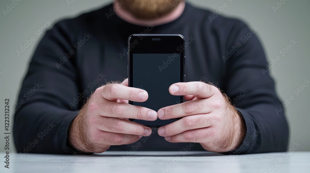 Man using smartphone, indoors, neutral background, online activity Man using smartphone, indoors, neutral background, online activity