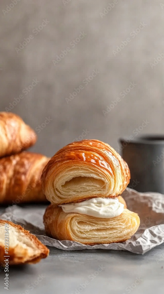 Delicious Croissant with Cream Filling. Delicious Croissant with Cream Filling.