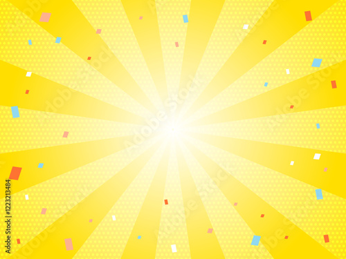 セール　キャンペーン　紙吹雪　黄色　背景