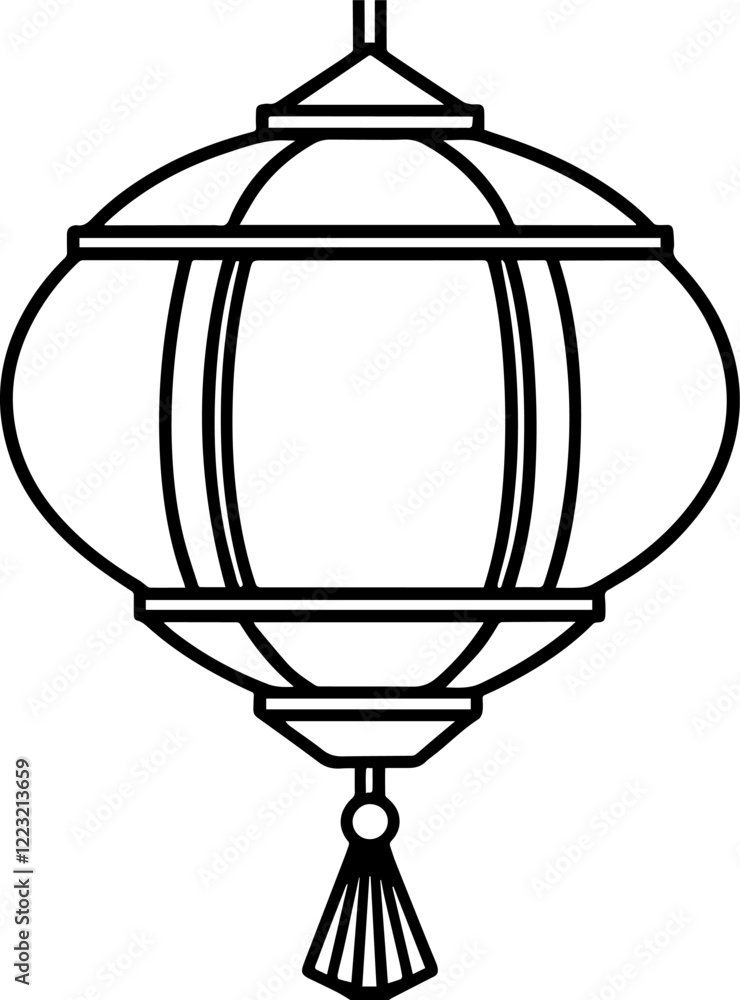 Chinese festival hanging lantern outline vector illustration Chinese festival hanging lantern outline vector illustration