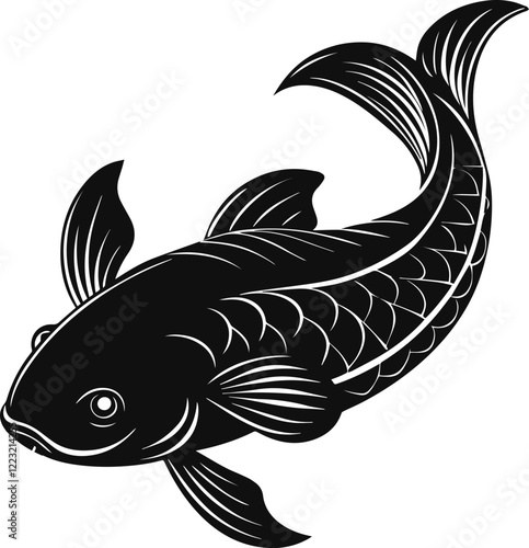 koi fish silhouette vector illustration