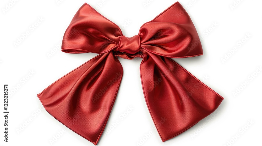 Red silk ribbon bow isolated on white background Red silk ribbon bow isolated on white background