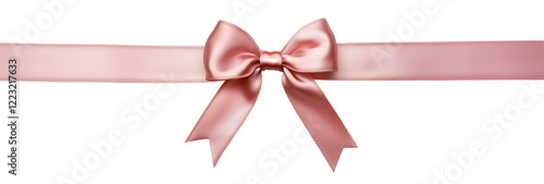 Pink ribbon and bow, isolated on white background. Valentine's gift and decoration concept. isolated, transparent, png.