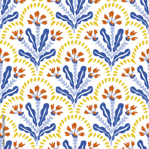 Seamless bohemian pattern. Grunge vintage texture. Ornament for home decor, carpets, pillows. Vector illustration.