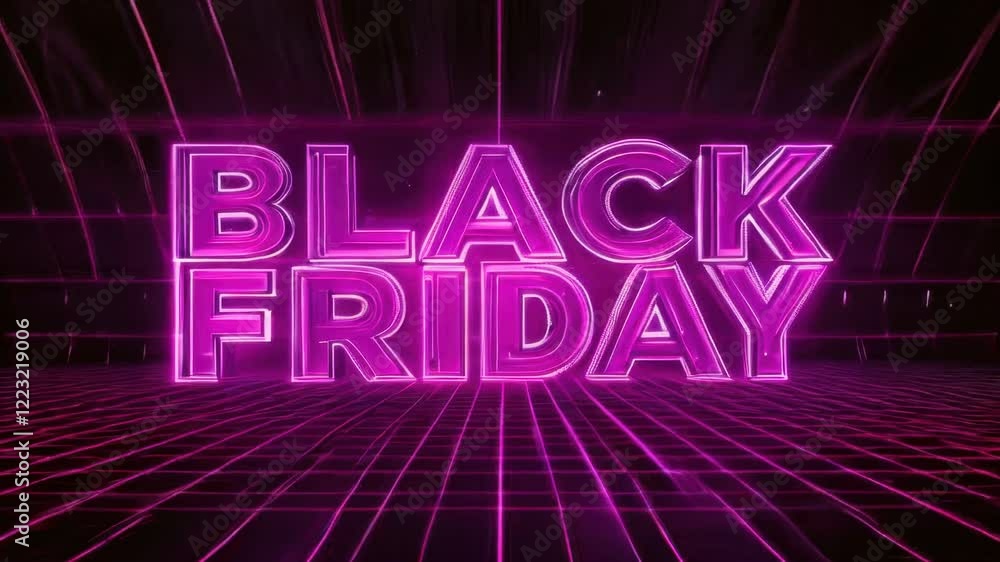 Black friday neon text on a grid background Black friday neon text on a grid background
