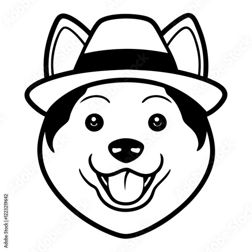 Funny akita dog head vector art