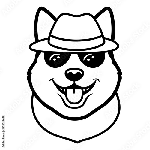 Funny akita dog head vector art