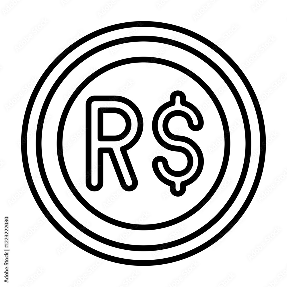 Brazilian Real Outline Style Icon Design Brazilian Real Outline Style Icon Design