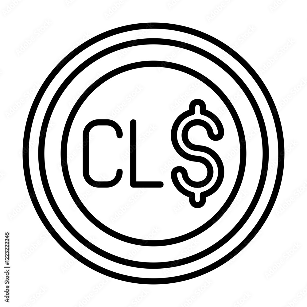 Chilean Peso Outline Style Icon Design Chilean Peso Outline Style Icon Design