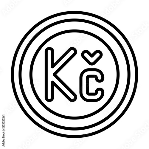 Czech Koruna Outline Style Icon Design