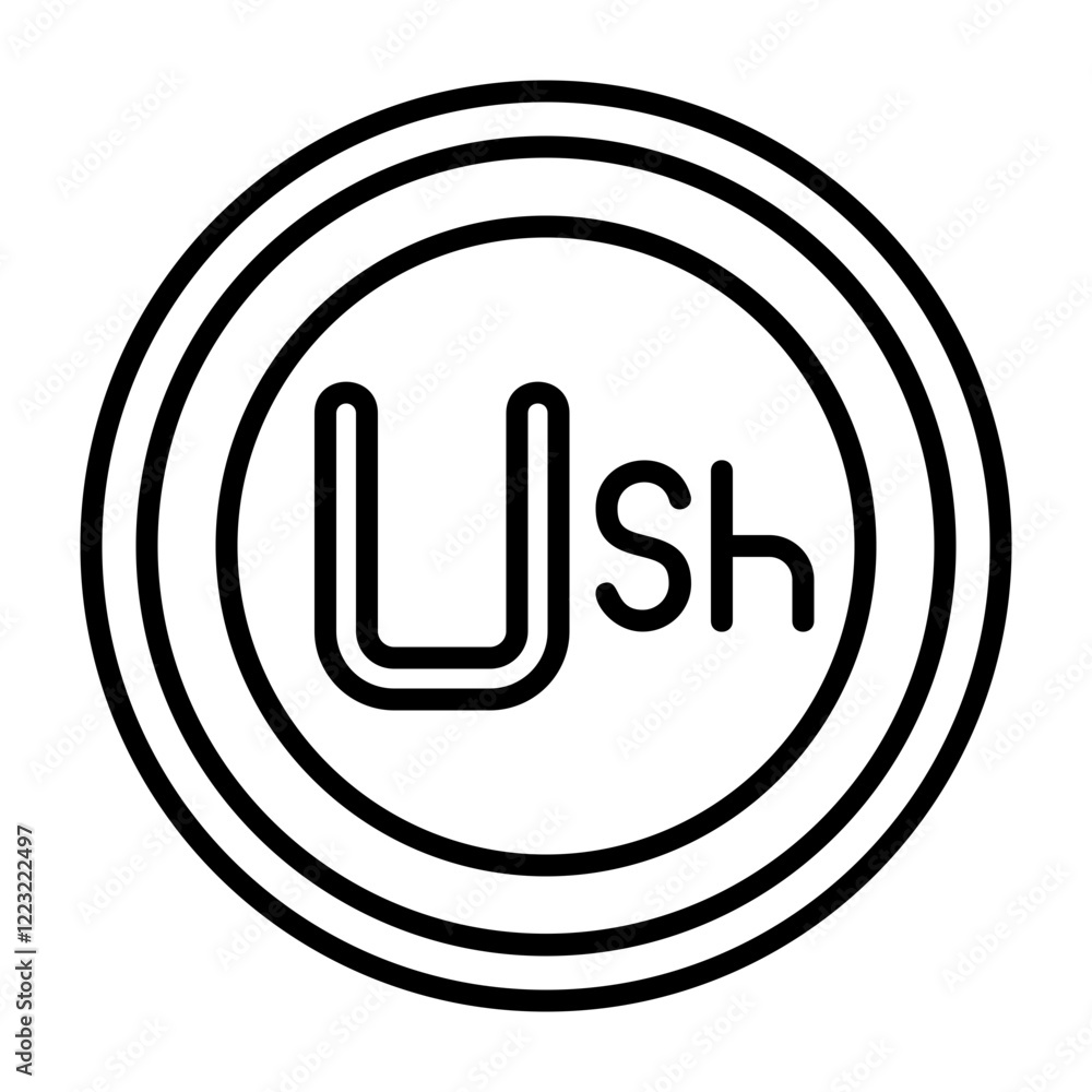 Ugandan Shilling Outline Style Icon Design Ugandan Shilling Outline Style Icon Design
