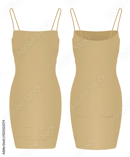 Brown latex dress. vector illustration