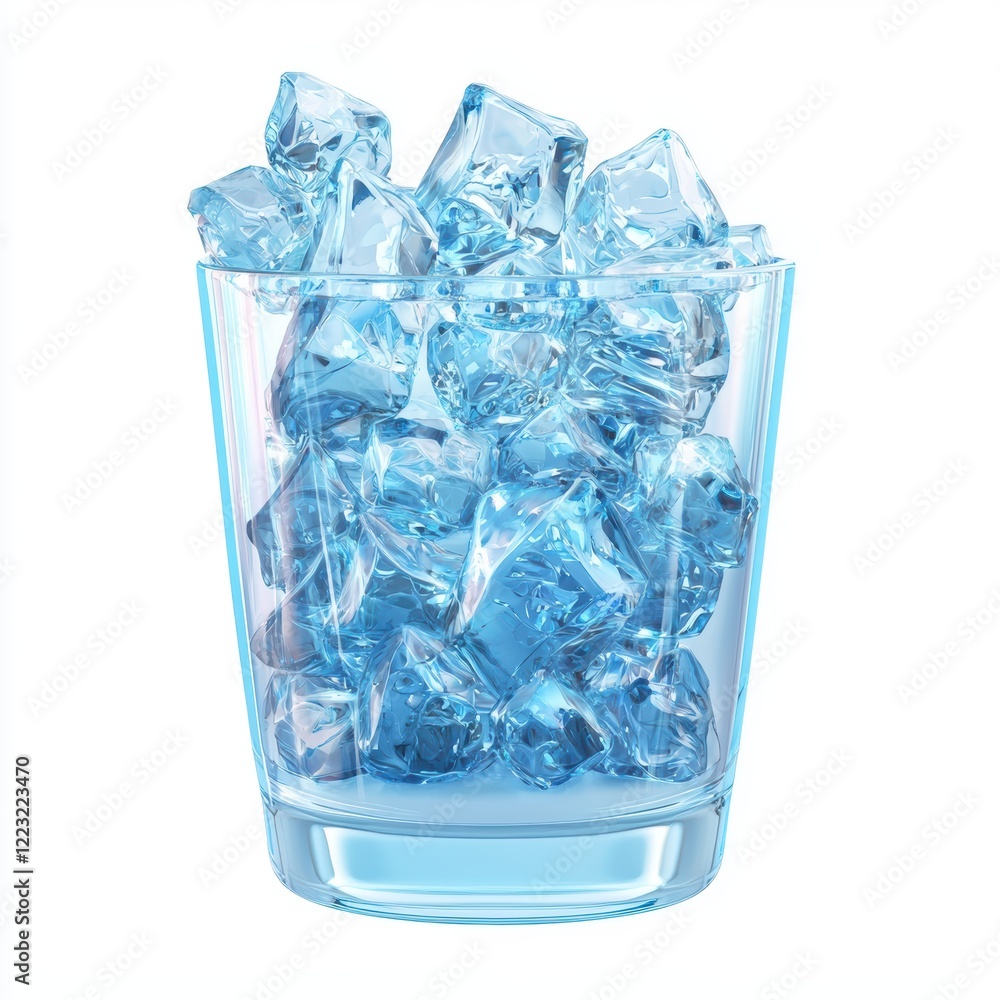 3D icon cartoon frosted glass with ice crystals, isolated on a white background 3D icon cartoon frosted glass with ice crystals, isolated on a white background