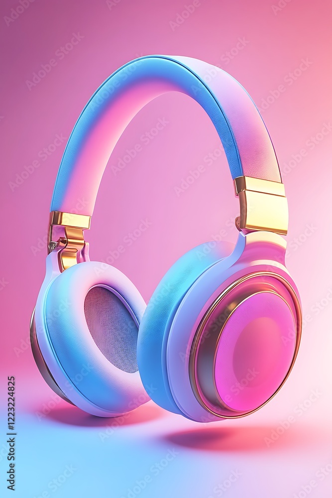 Headphones with pink and blue color gradient Headphones with pink and blue color gradient