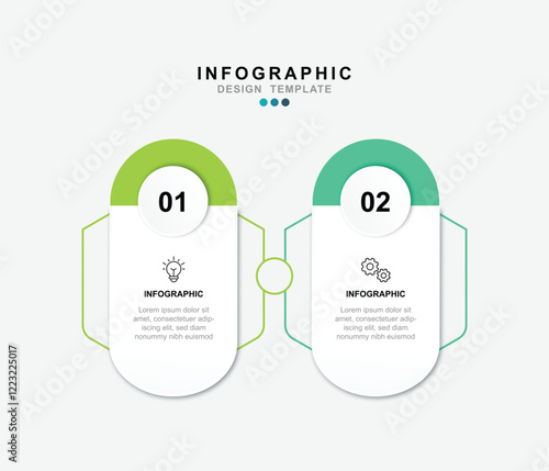 Vector Infographic label design template with icons and 2 options or steps. for your business data. Vector Illustration.