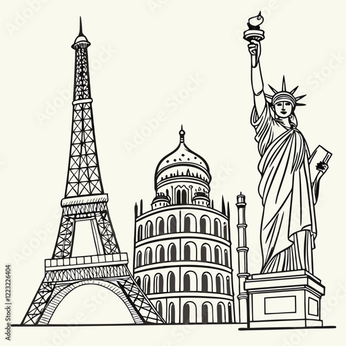 Architectural Landmarks in Fine Line Art