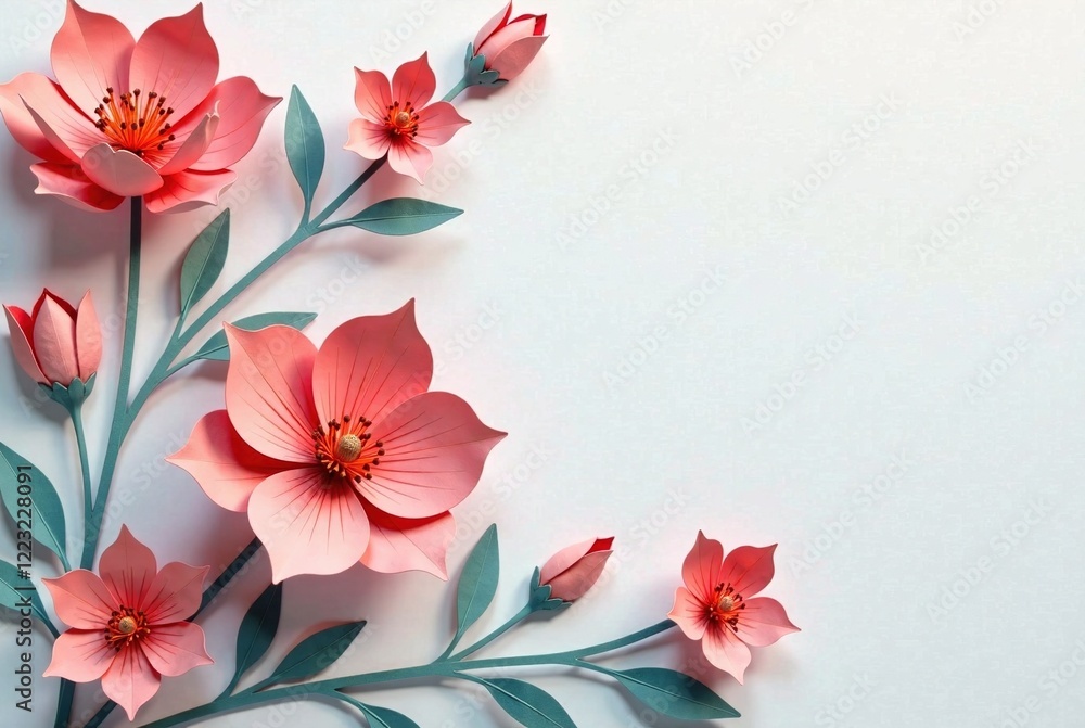 Obraz premium Minimalist Paper Cut Floral Abstract Art