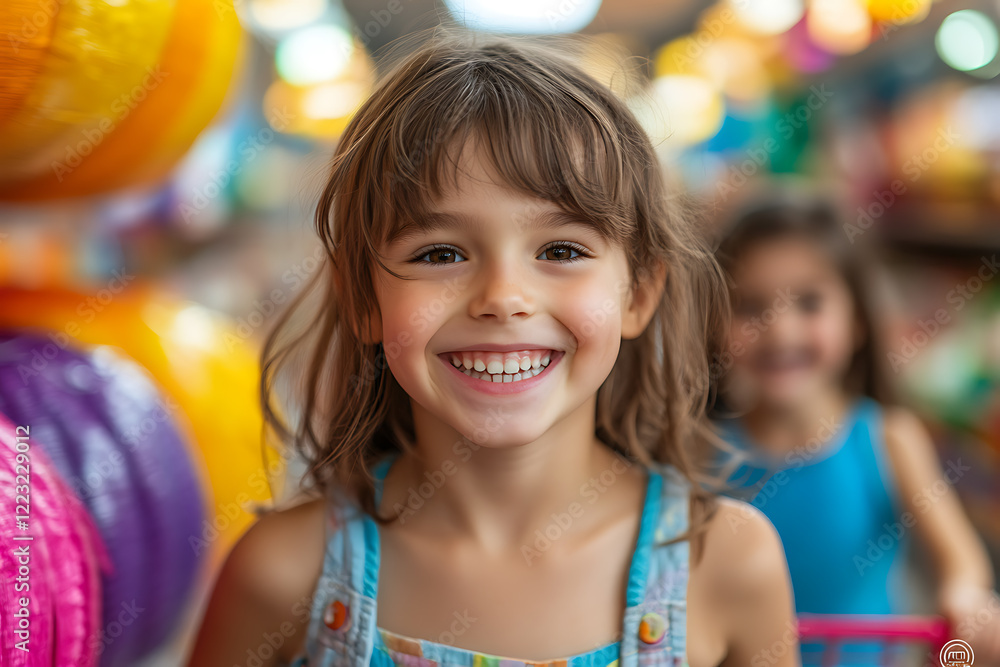 A joyful scene of a woman pushing a shopping cart with two happy children inside, running and shopping through a brightly lit grocery store. A joyful scene of a woman pushing a shopping cart with two happy children inside, running and shopping through a brightly lit grocery store.