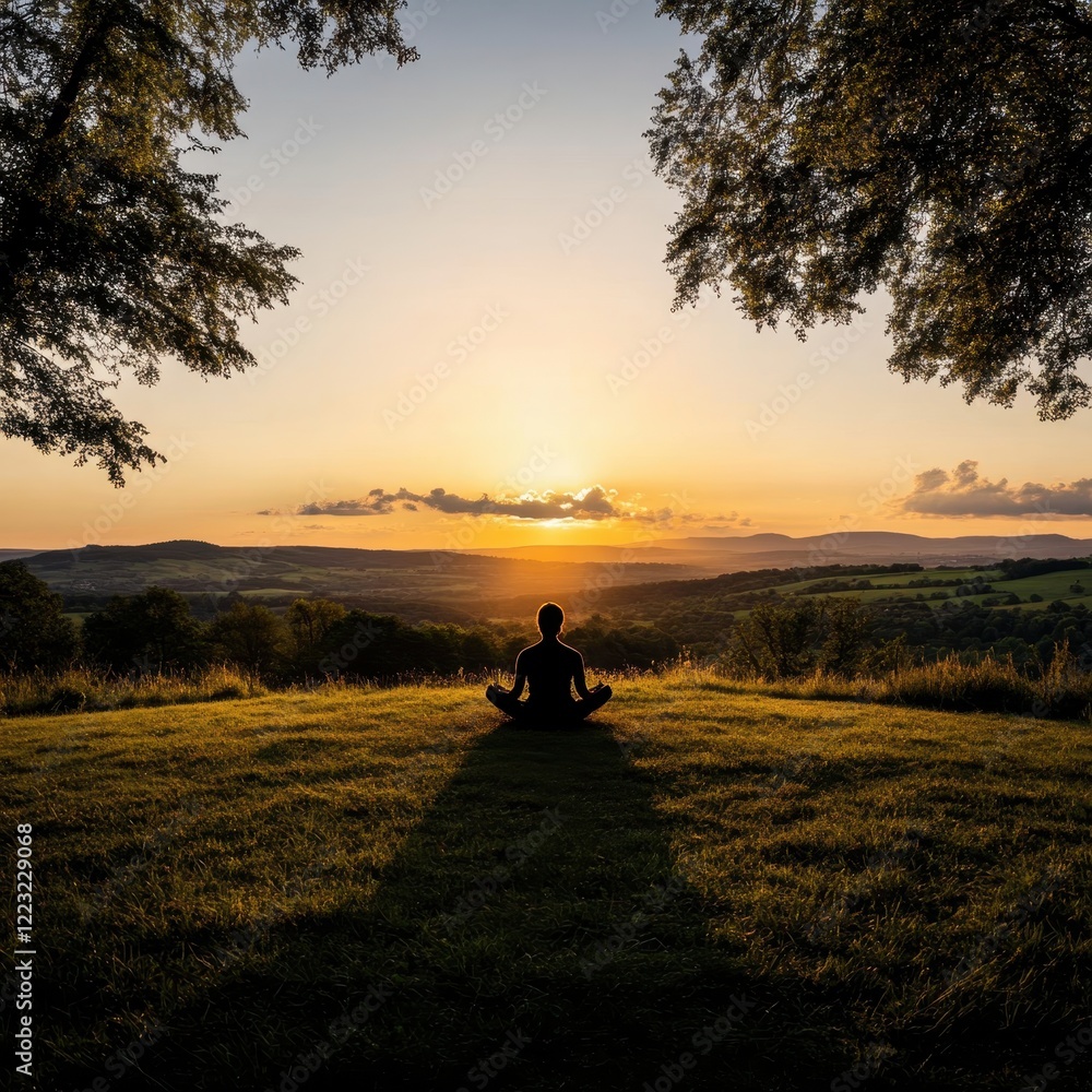 Serene Sunset Meditation Amidst Nature's Beauty Serene Sunset Meditation Amidst Nature's Beauty