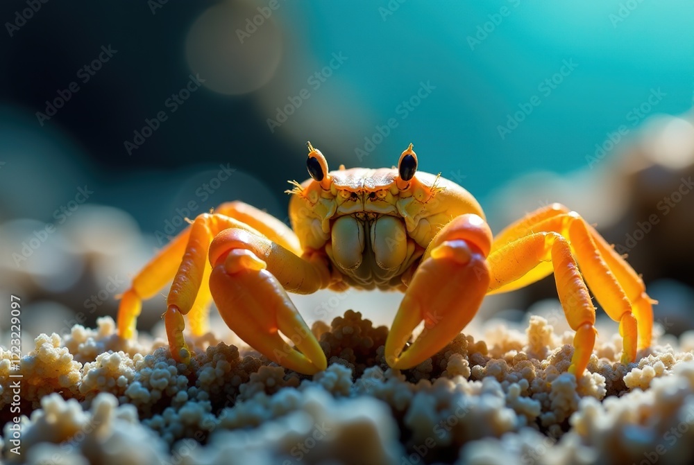 Golden Scissors Crab, Striking Seascape Golden Scissors Crab, Striking Seascape