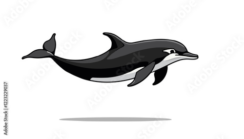 Playful dolphin swimming in bright background, joyful ocean life