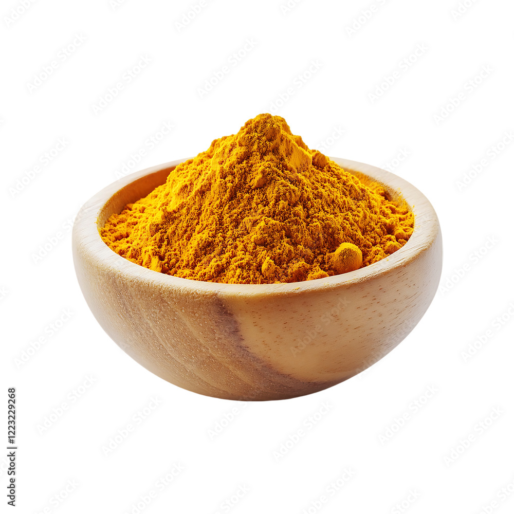 Fresh turmeric powder in a bowl isolated on a transparent background. Fresh turmeric powder in a bowl isolated on a transparent background.