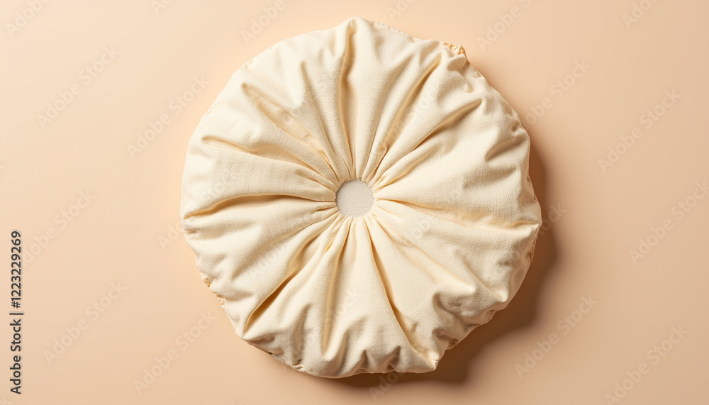 Cream whoopee cushion displayed on soft background for humorous pranks Cream whoopee cushion displayed on soft background for humorous pranks
