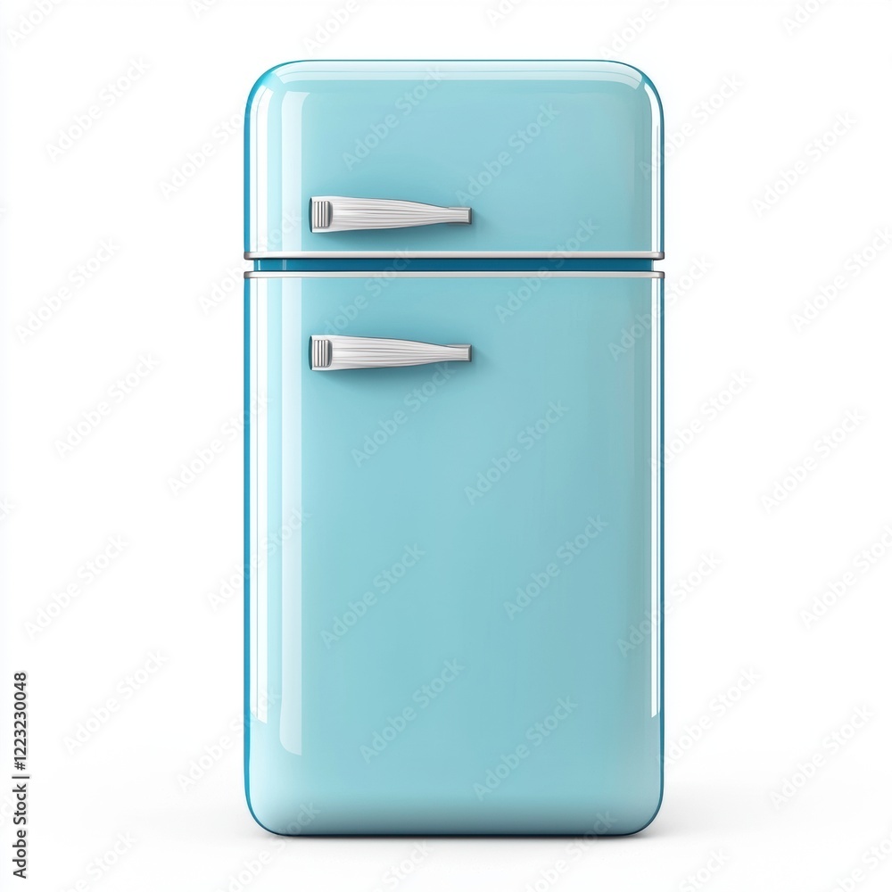 3D icon cartoon modern double-door refrigerator, isolated on a white background 3D icon cartoon modern double-door refrigerator, isolated on a white background