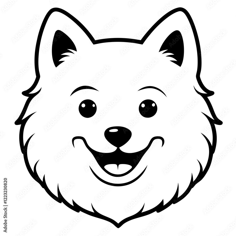 Funny american eskimo dog head vector art Funny american eskimo dog head vector art