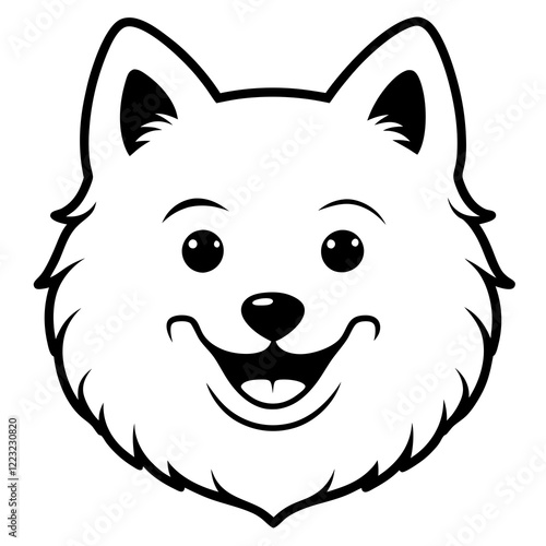 Funny american eskimo dog head vector art