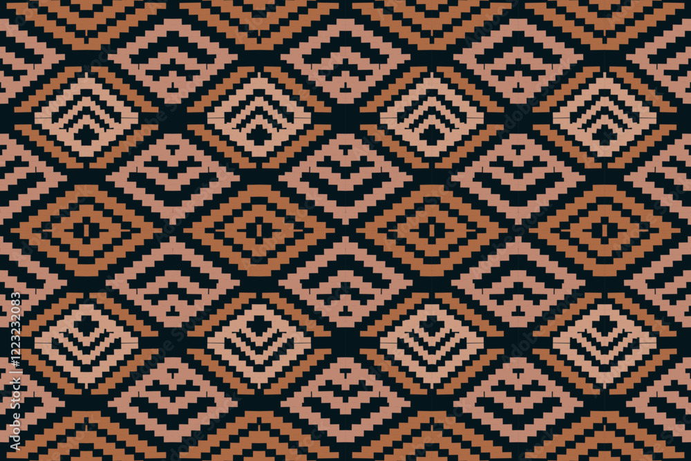 Chevron and Diamond Geometric Pattern in Brown and Beige for Ethnic Decorative Art Chevron and Diamond Geometric Pattern in Brown and Beige for Ethnic Decorative Art