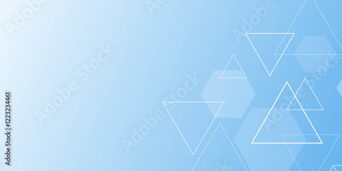 Abstract hexagons technology concept background.  modern simple white and blue gradient background with dynamic triangle line. abstract Futuristic digital high-technology banner. Vector Illustration.