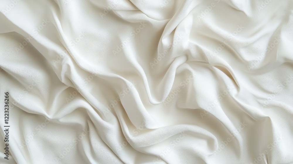 White silk fabric draped elegantly showing smooth texture and natural shine in soft lighting White silk fabric draped elegantly showing smooth texture and natural shine in soft lighting