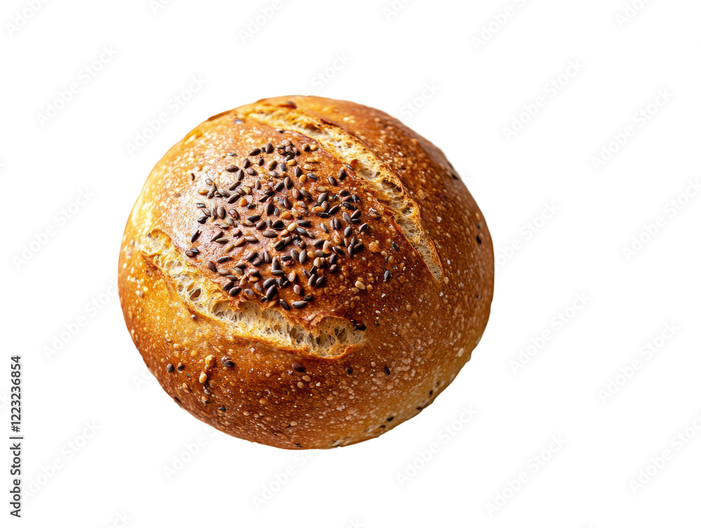 Isolated round bread with seeds Isolated round bread with seeds