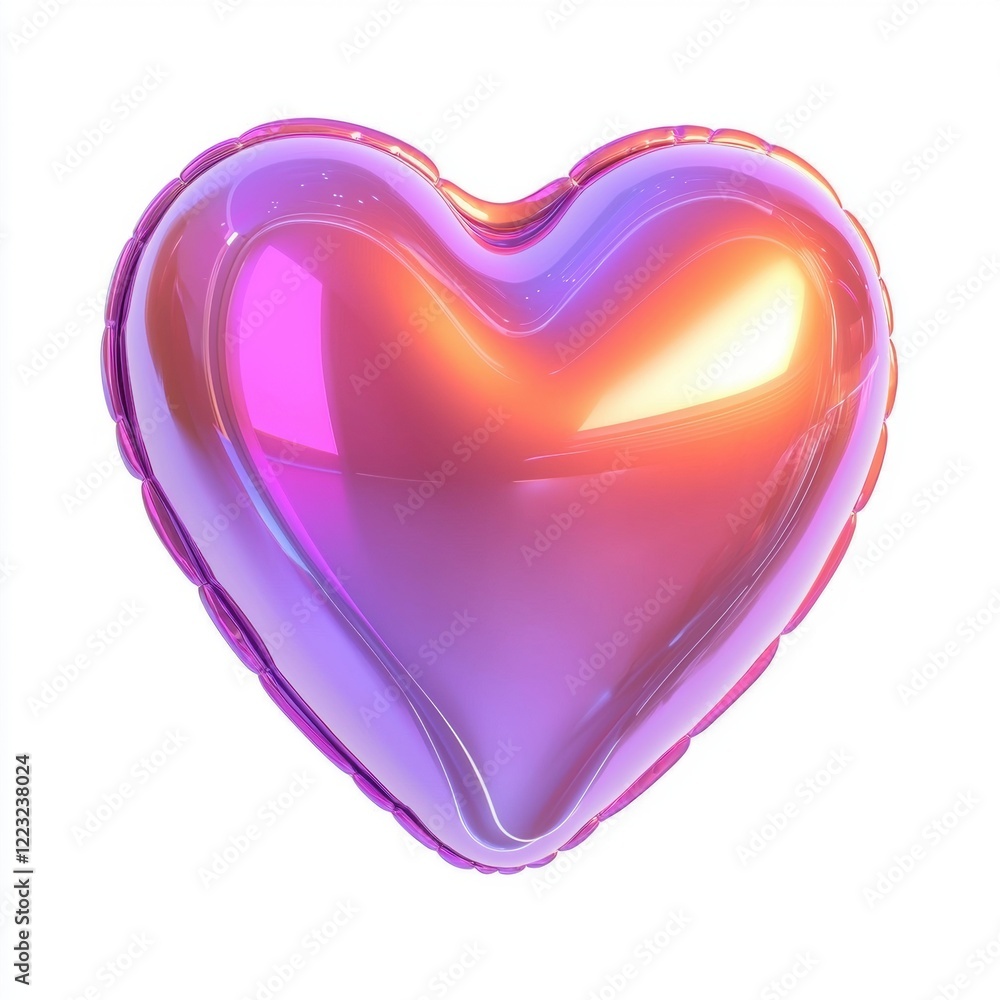 3D icon cartoon of a heart-shaped balloon for Valentineâ???s Day, isolated on a white background 3D icon cartoon of a heart-shaped balloon for Valentineâ???s Day, isolated on a white background