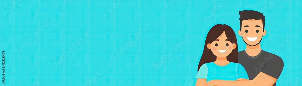 Happy couple portrait, teal background, website banner (4) Happy couple portrait, teal background, website banner (4)
