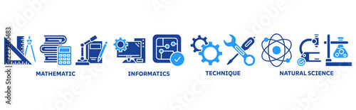 MINT icon set illustration concept with icon of mathematic, informatics, technique, natural science 