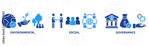 ESG icon set illustration concept with icon of environmental, social, governance 