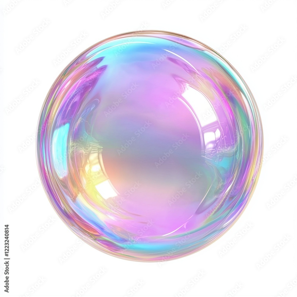 3D icon cartoon large soap bubble with a shimmering surface, isolated on a white background 3D icon cartoon large soap bubble with a shimmering surface, isolated on a white background