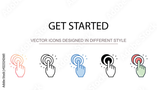 Get Started icon design with white background stock illustration