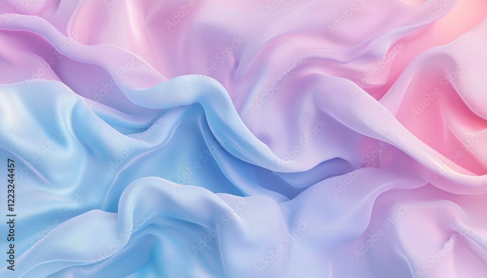Obraz premium Pastel Draped Fabric Soft Blue Pink Hues
