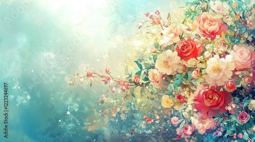 Wallpaper Mural Vibrant Floral Bouquet Artistic Watercolor Painting Torontodigital.ca