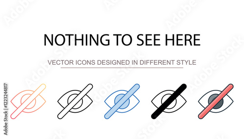 Nothing To See Here icon design with white background stock illustration
