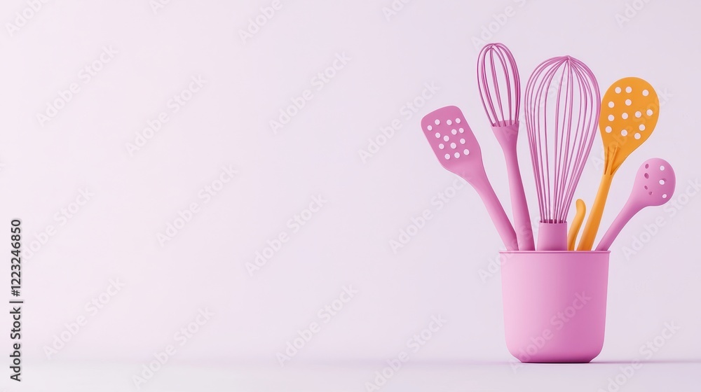 Pink Kitchen Utensils in Modern Container Display Pink Kitchen Utensils in Modern Container Display