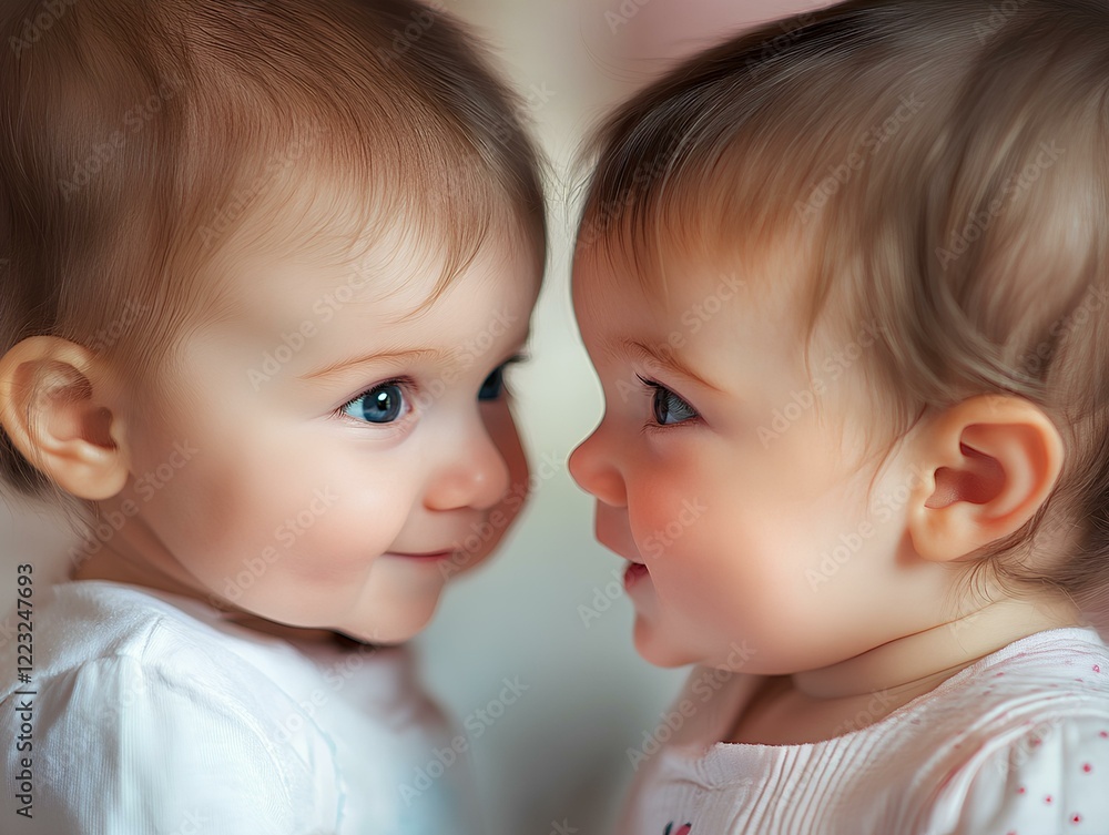 twin babies facing each other twin babies facing each other