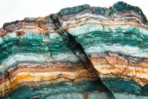 Striking layers of multicolored rock formation showcasing diverse textures and mineral composition.