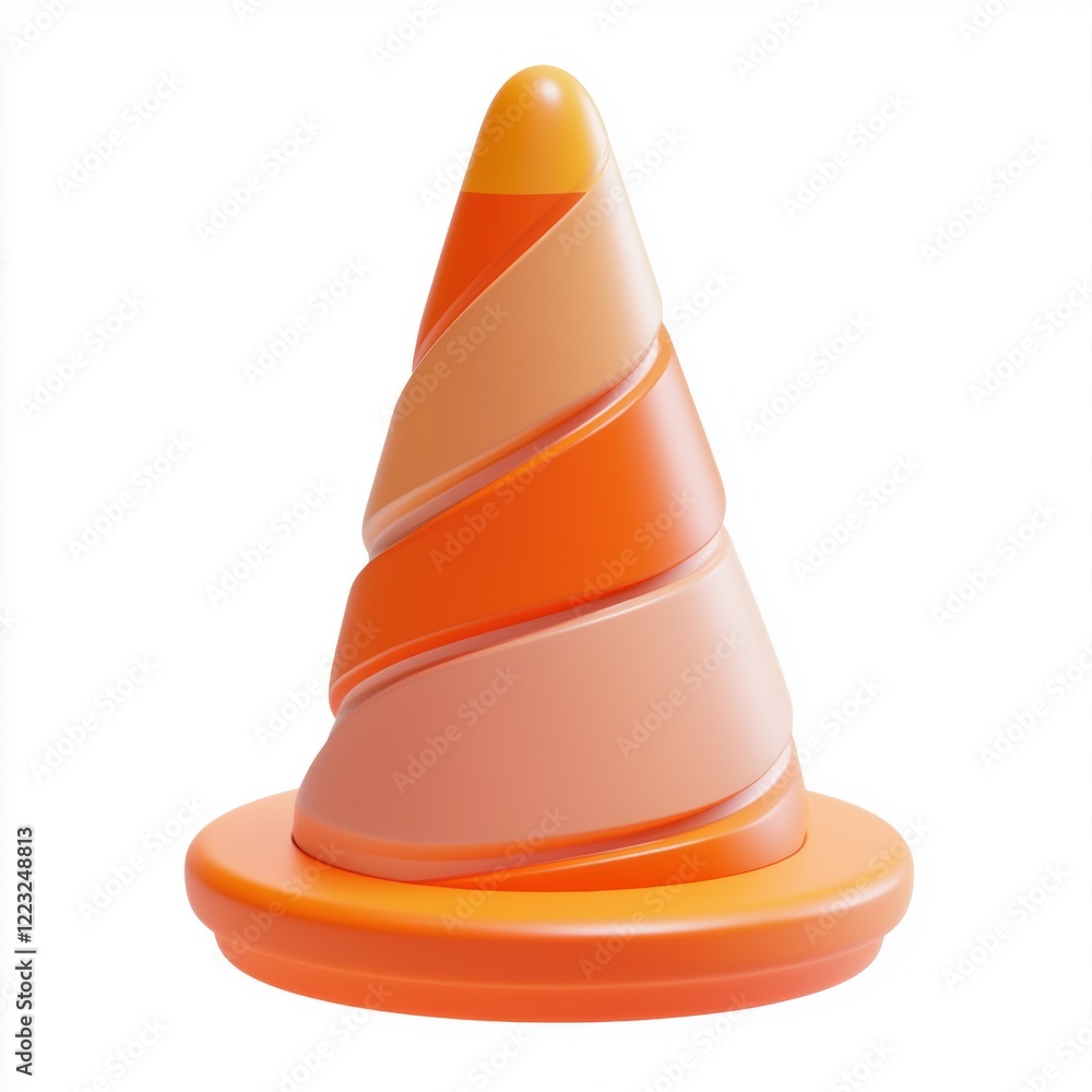 3D icon cartoon of an orange traffic cone, isolated on a white background 3D icon cartoon of an orange traffic cone, isolated on a white background