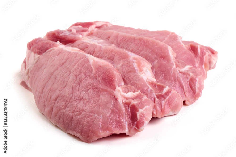 Chilled raw pork loin, isolated on white background. Chilled raw pork loin, isolated on white background.