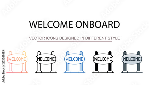 Welcome Onboard icon design with white background stock illustration